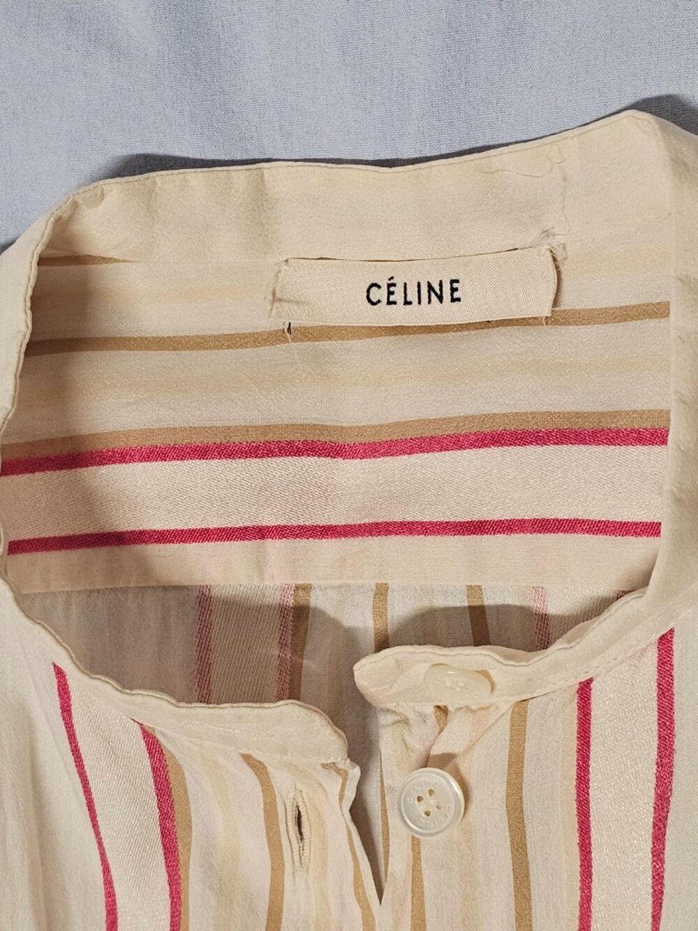 CELINE Button Up Women Size 36 Striped Cotton blend - Picture 4 of 16
